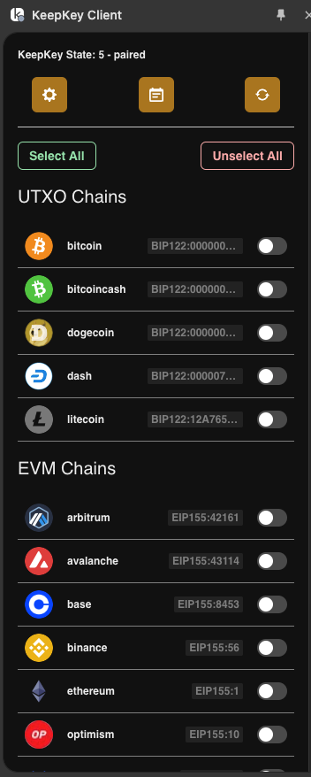 Blockchains currently supported by Bex