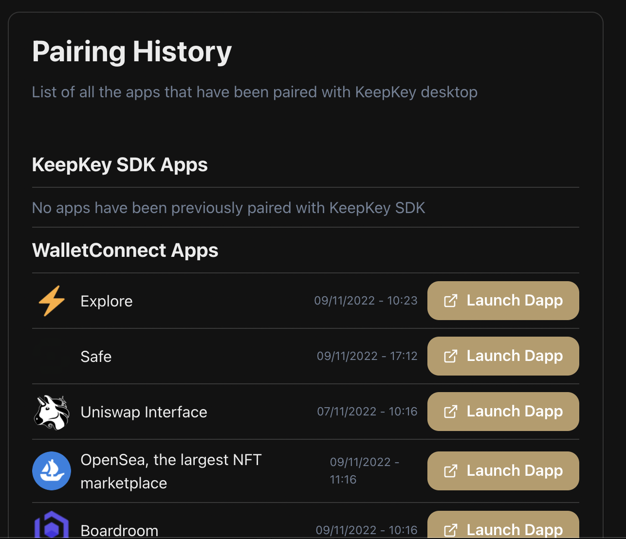 Pairing Logs Screenshot